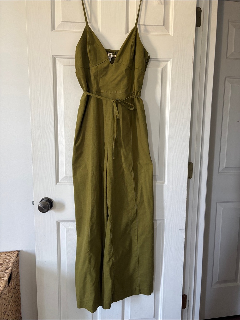 a new day Olive Green Spaghetti-Strap Wide Leg Jumpsuit